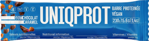 Uniqprot - Barre protéinée vegan chocolat et caramel - 60g - 5392001011716