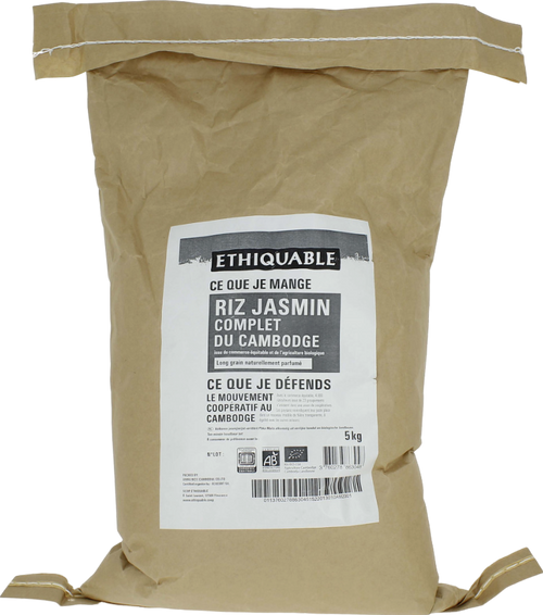 Riz jasmin complet du Cambodge bio - 5kg