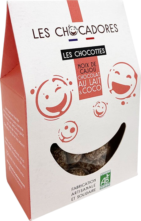 Noix de cajou au chocolat au lait et coco bio - 130g