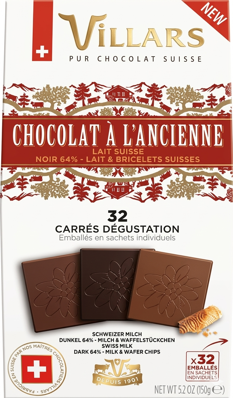 Villars maître chocolatier  - Chocolat à l'ancienne carrés dégustation - 150g - 7610036018080
