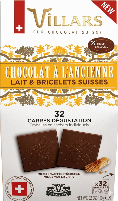 Villars maître chocolatier  - Chocolat à l'ancienne lait et bricelets suisses - 150g - 7610036018097