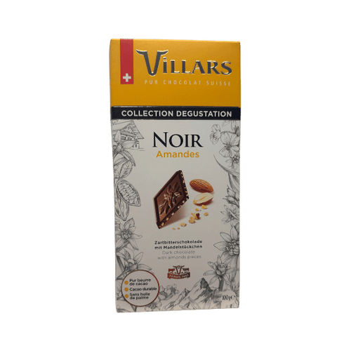 Villars maître chocolatier  - Tablette de chocolat noir amandes caramélisées - 100g - 7610036002843