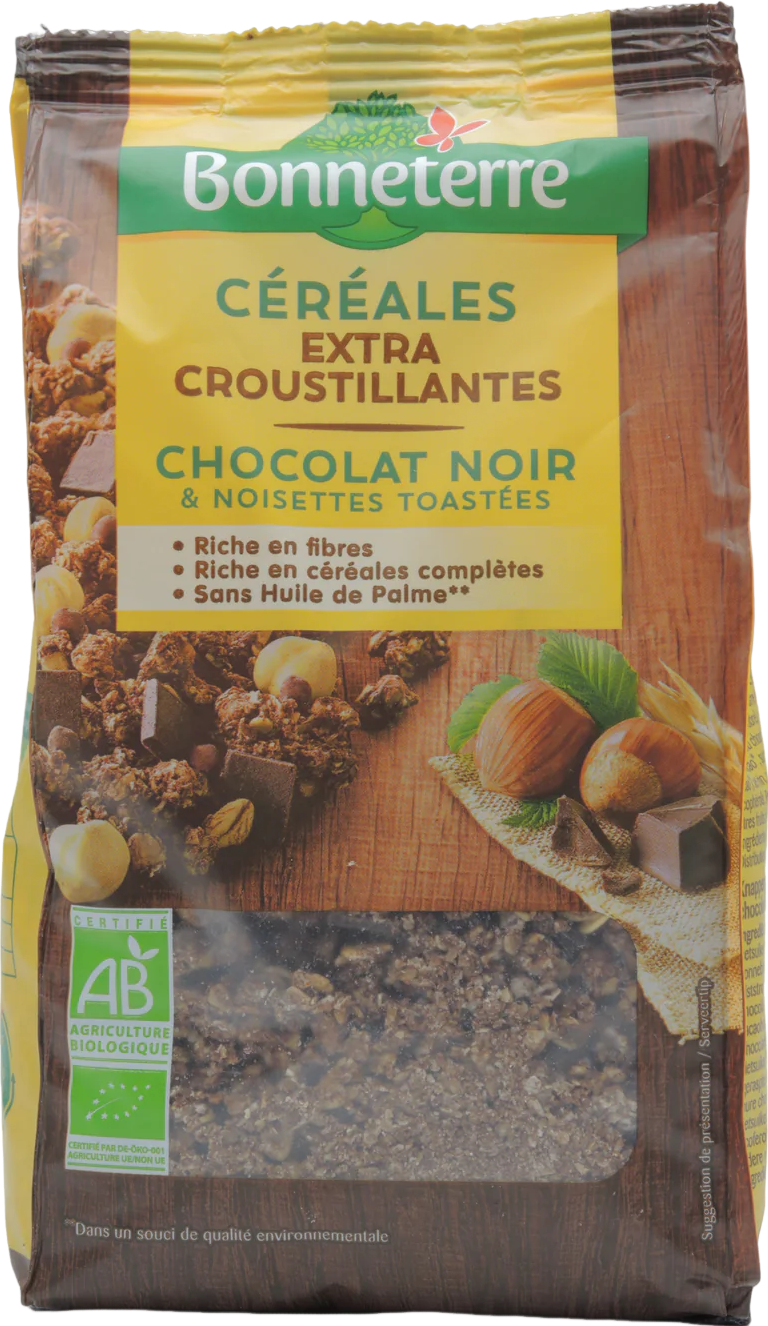 Céréales extra croustillantes chocolat et noisette bio - 375g
