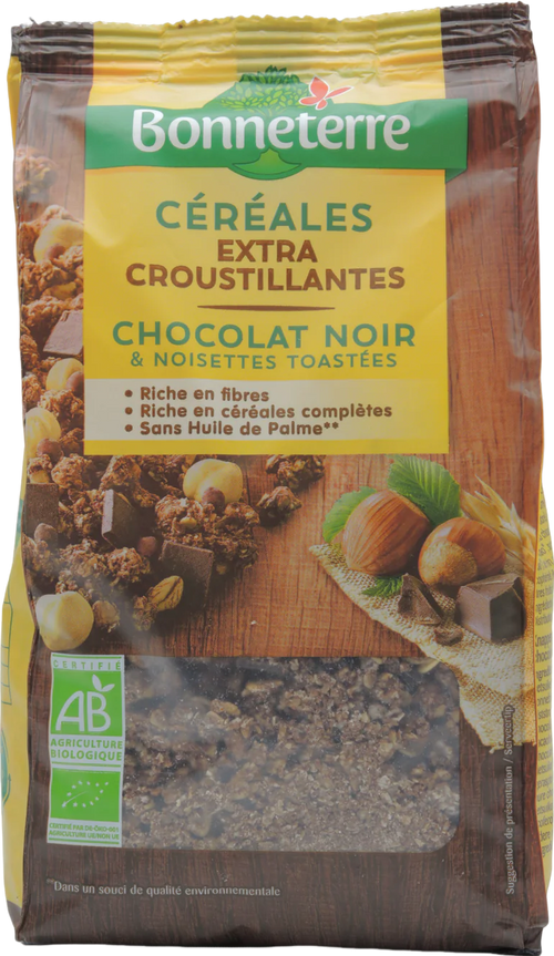 Céréales extra croustillantes chocolat et noisette bio - 375g