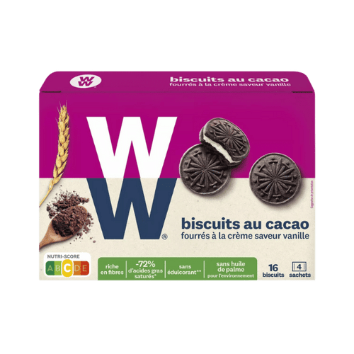 Biscuits au cacao fourrés à la crème vanille - 200g