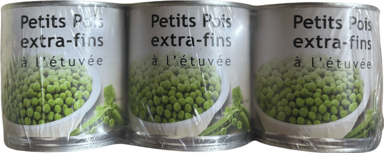 Lot de 3 boites de petits pois extra fins à l'étuvée - 3x140g