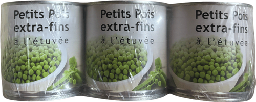 Lot de 3 boites de petits pois extra fins à l'étuvée - 3x140g