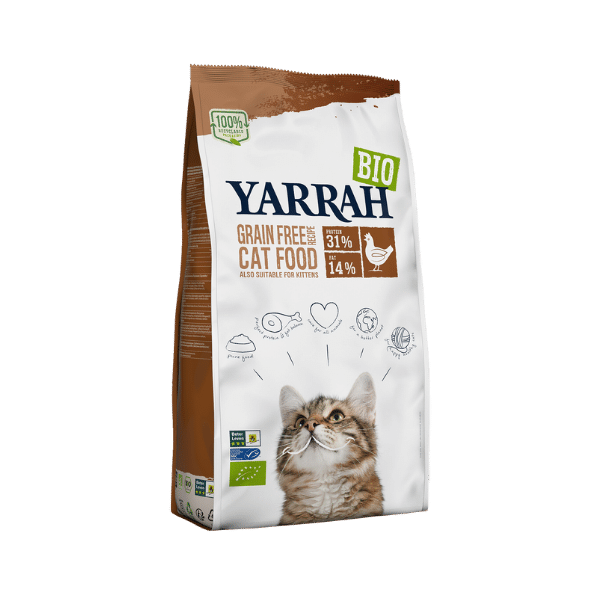 Yarrah - Croquettes chat et chaton sans céréales au poulet et poisson bio - 800g