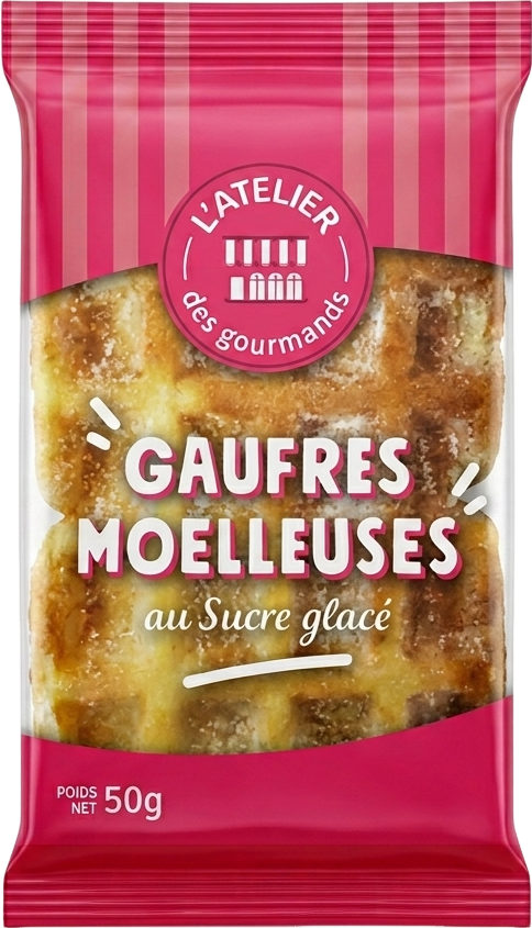 Gaufres moelleuses au sucre glacé - 2 unités