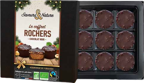 Coffret 9 bouchées praliné noisette enrobées de chocolat noir - 135g