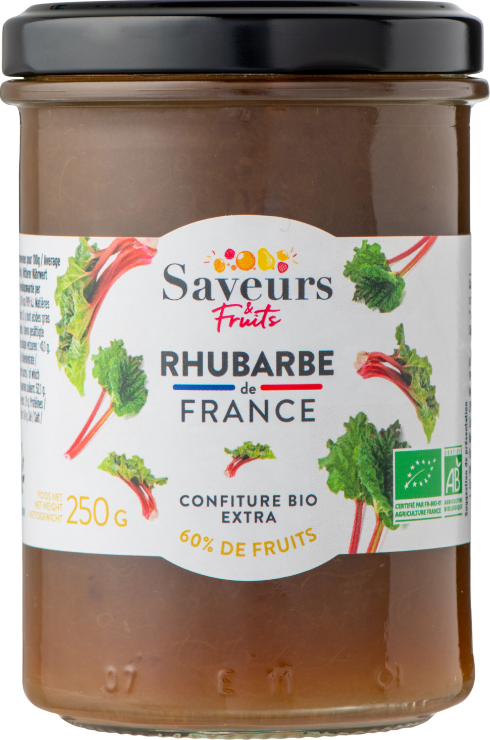Confiture de rhubarbe bio - 250g