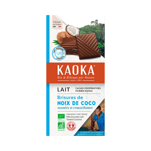 Chocolat au Lait Noix de Coco bio - 100g - Kaoka - Anti gaspi