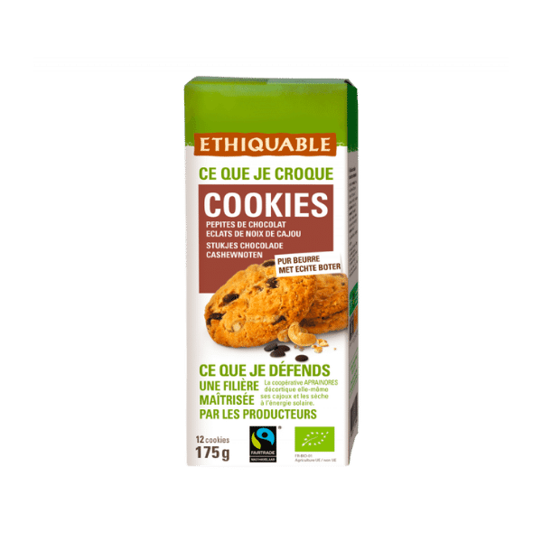 Cookies chocolat noix de cajou bio - 175g - Ethiquable
