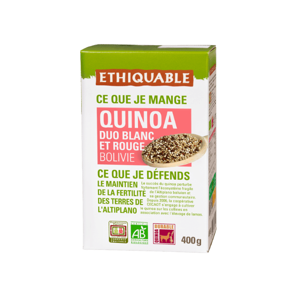 Duo de quinoa blanc et rouge Bolivie bio - 400g - Ethiquable