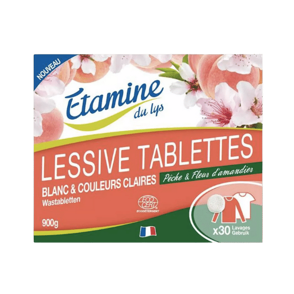 Lessive en tablettes pêche et fleur d'amandier - 30 unités - Etamine du Lys